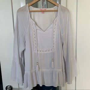 White Lilly Pulitzer Peasant Blouse